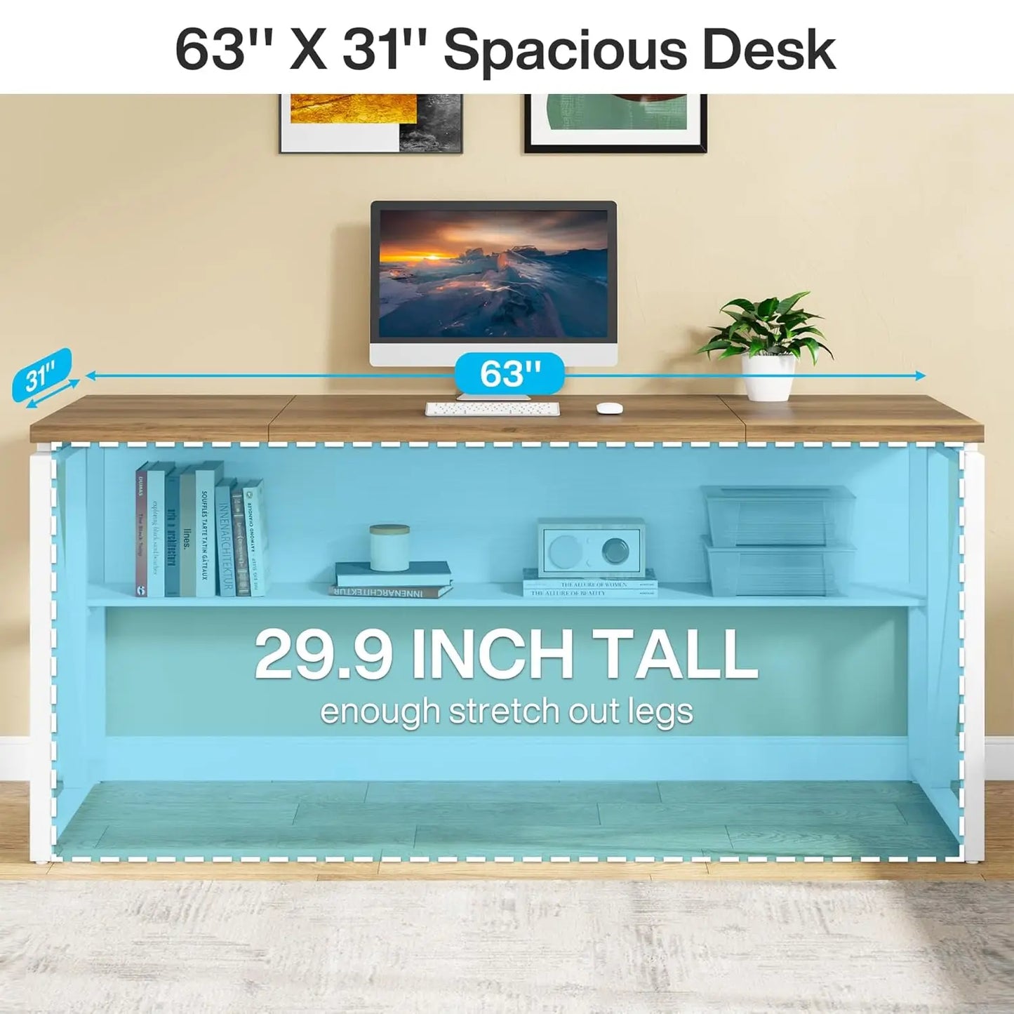 L Shaped Desk with Drawer,63" Executive Computer Desk and lateral File Cabinet, 2 Piece Home Office Furniture for, Customized