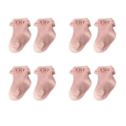 1/3/4/5pairs Cotton Pure Color Toddler Girl Lace Socks Infant Baby Girls Non-slip Socks Young Children Girl Cute Half Knee-socks