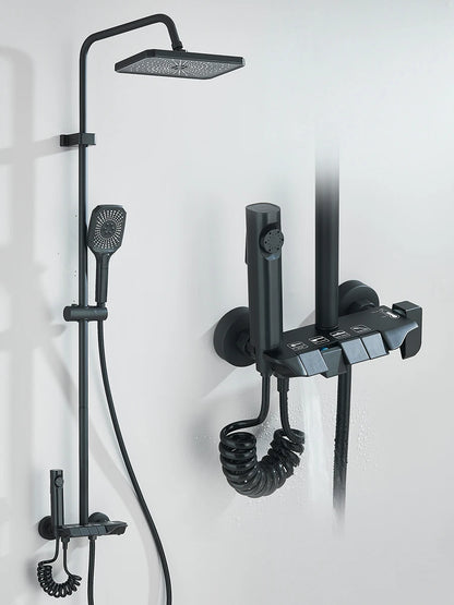 4-way Piano Shower System With Rain Shower Bidet Faucet Hot Cold Water Mixer For Bathroom Shower Kit