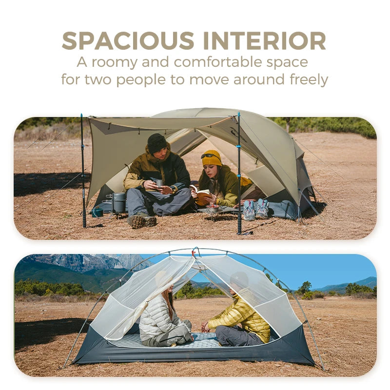 Naturehike Mongar 2 UL/PRO 1-2 Person Backpacking Tent Nylon Waterproof Ultralight Travel Trekking Shelter Tent with Footprint