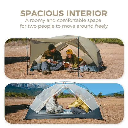 Naturehike Mongar 2 UL/PRO 1-2 Person Backpacking Tent Nylon Waterproof Ultralight Travel Trekking Shelter Tent with Footprint