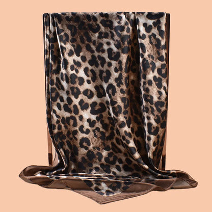 1PCS Women's Sexy Multicolor Leopard Print Woven Scarf Large Fashionable Headscarf for Travel Party Ladies Silk Square Scarf