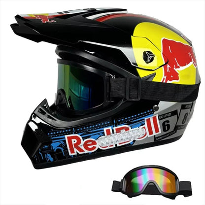 Motocross and Off-Road Helmet Set - Extreme Youth Challenge Full Helmet, Goggles, Gloves, and Protective Gear