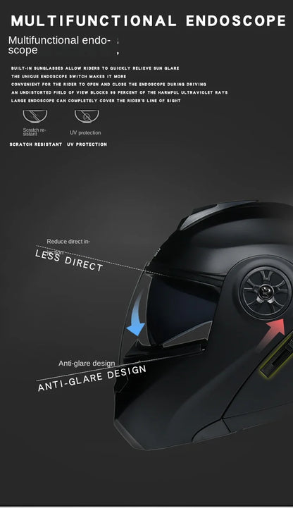 ORZ new motorcycle helmet with dual sunshades full face racing Bluetooth modular flip helmet for men and women DOT approval