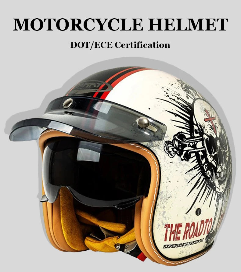 Men Women Open Face Motorcycle Helmets DOT Approved Jet Helmet Capacete De Moto ABS Material Moto Equipments ECE Certified