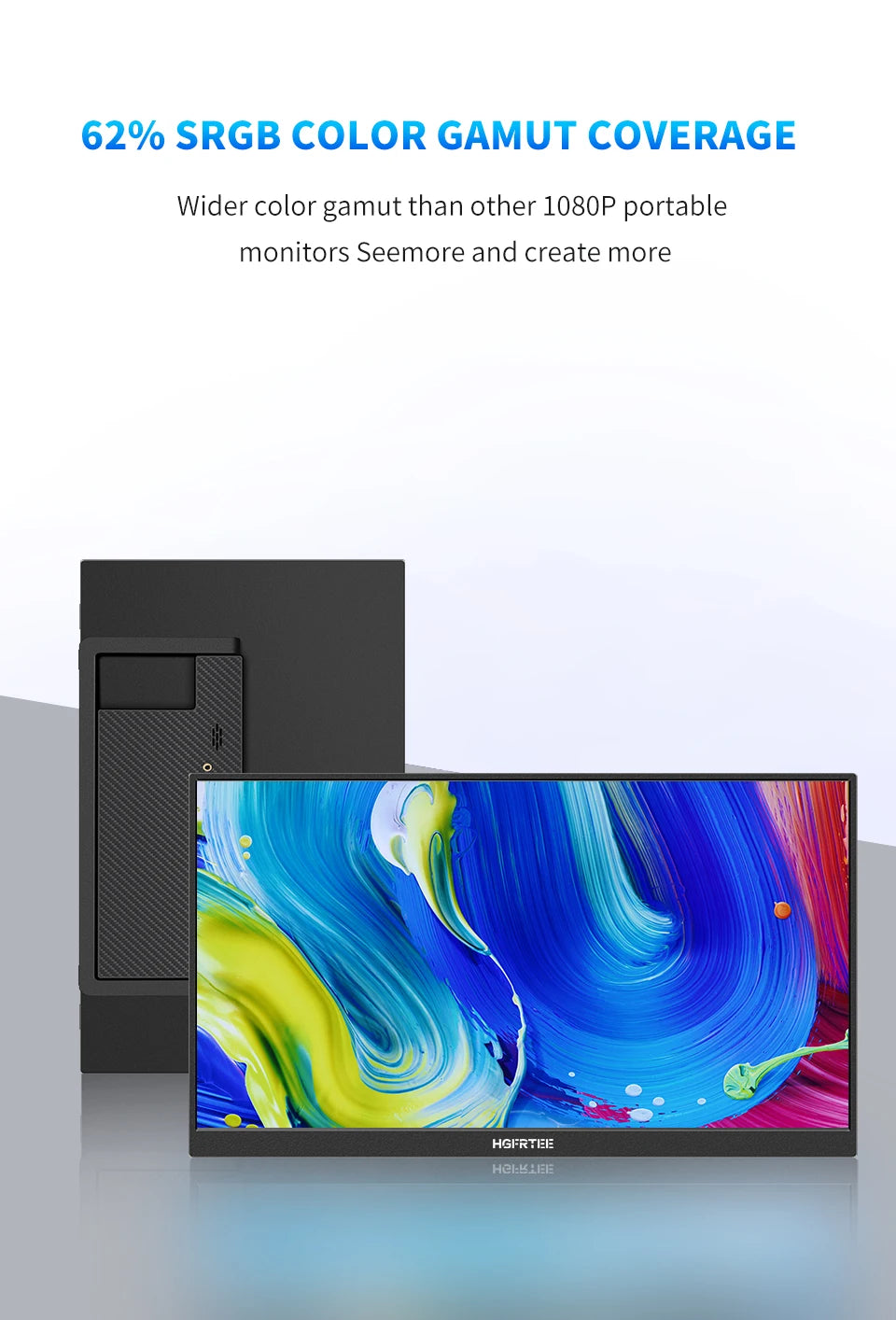 HGFRTEE 15.6 Inch Portable Monitor, FHD-IPS Laptop External Second Screen, Gaming Extended Display with Type-C HDMI