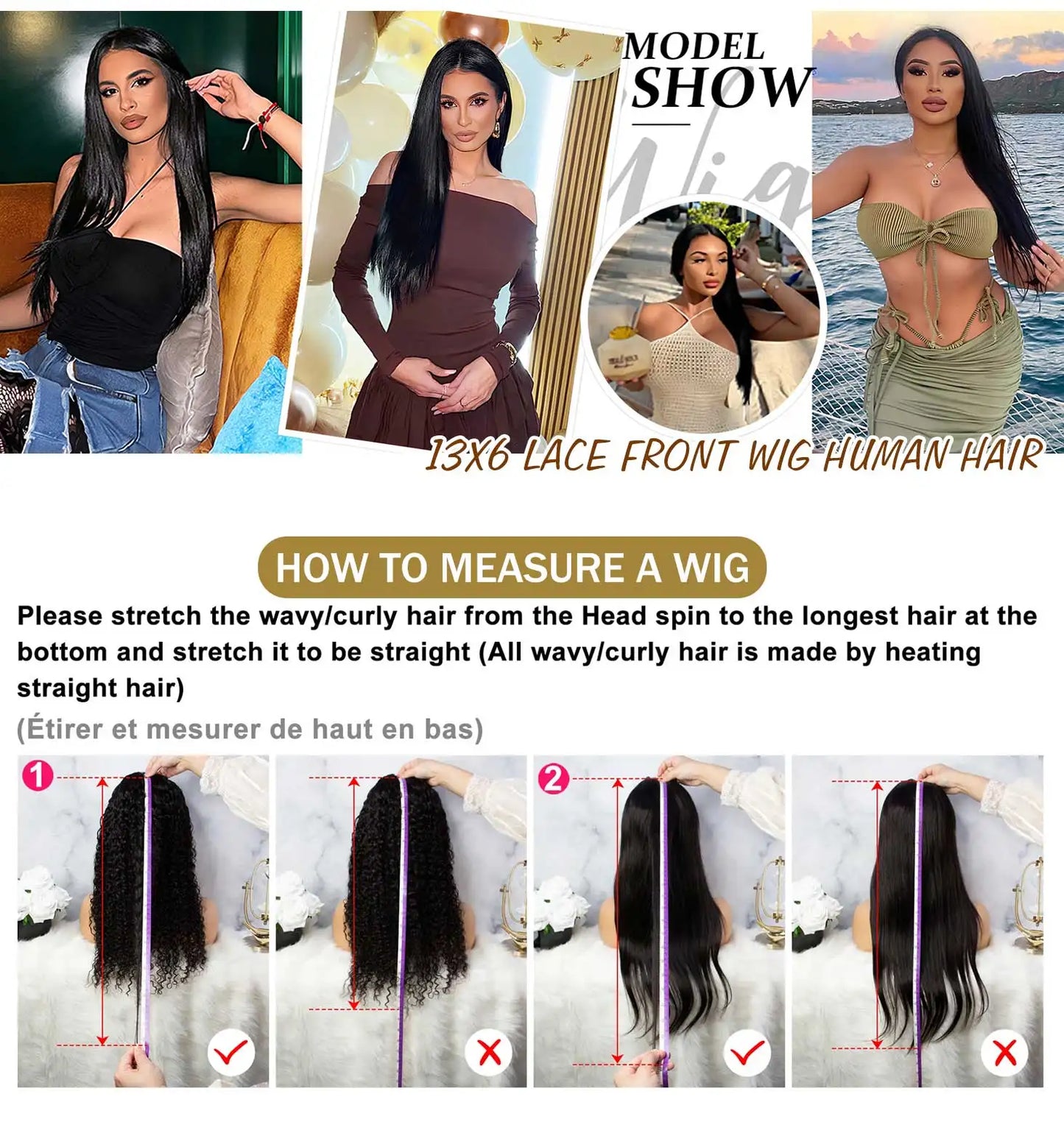 40 46 Inch 200 Density frontal Wig For Black Women Brazilian Wigs 13x6 Bone Straight HD Transparent Lace Front Human Hair Wigs