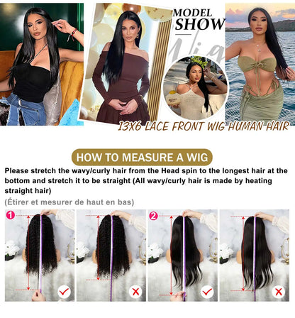 40 46 Inch 200 Density frontal Wig For Black Women Brazilian Wigs 13x6 Bone Straight HD Transparent Lace Front Human Hair Wigs