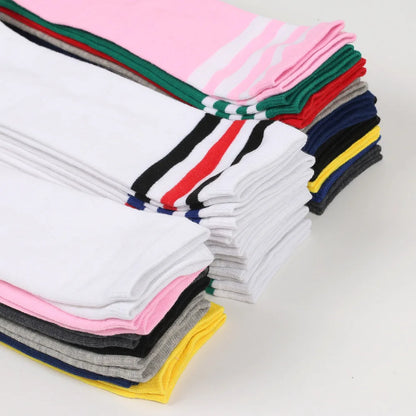 Middle Tube Sock Women Striped Knee High Ladies Japanese Harajuku College Style Cotton Summer Calf Sock Black White Female Gift