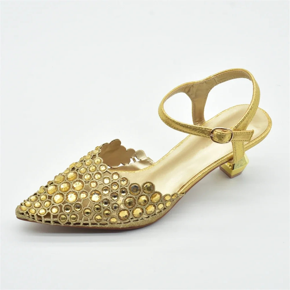 Ladies Shoe and Bag Set Latest Designers Luxury Italian Party Shoes and Bag Set for Women Rhinestone Wedding Bride Shoes Woman