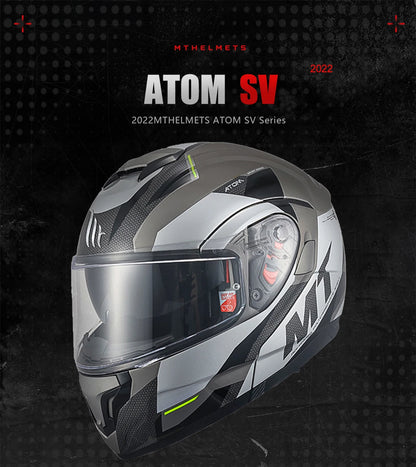 New Arrival Motorcycle Flip-Up Helmets Atom Sv Dual Lens Off Road 4 Seasons Helmets Color Options M-4Xl