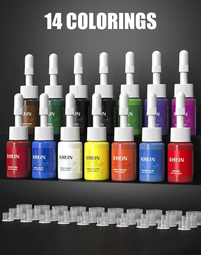 Complete Wireless Tattoo Machine Kit with 2 Batteries, 20 Needles, and 14 Ink Colors for Professional Tattooing Supplies