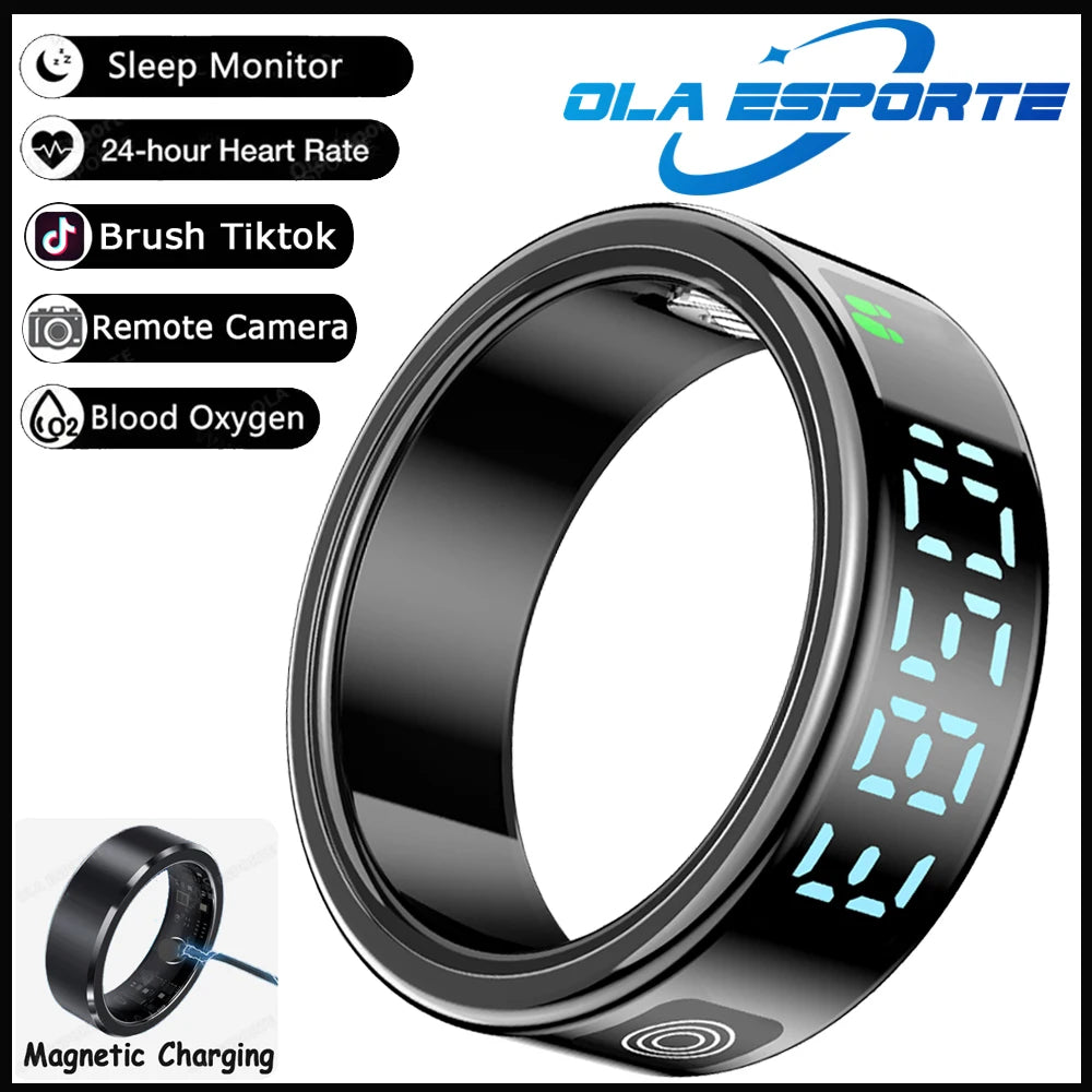 Display Screen Smart Ring Bluetooth Connection Heart Rate Sleep Monitoring Multi-function Ring Multiple Sports Modes Waterproof