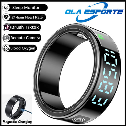 Display Screen Smart Ring Bluetooth Connection Heart Rate Sleep Monitoring Multi-function Ring Multiple Sports Modes Waterproof