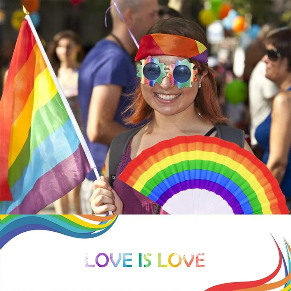 6/12/20/60pcs Vivid Rainbow Portable Folding Fans for LGBT Pride Party Music Fest Dance Wedding Favors for Guests