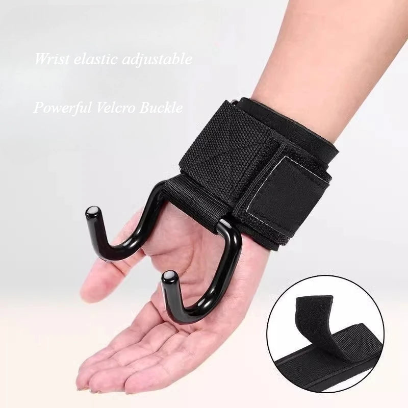 1PC Weight Lifting Hook Grips with Wrist Wraps Gym Hand-Bar Wrist Strap  Fitness Hook Weight Strap Pull-Ups Power Lift Gloves