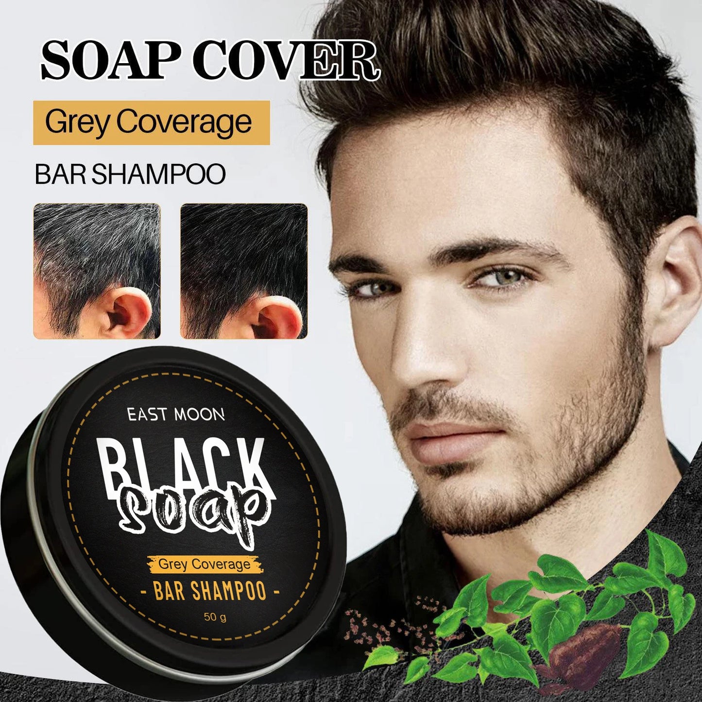 White Hair to Black Shampoo Dye Soap Natural Color Soap Restore Gray Beard Cover Gray Hair Dye Hair Fixing Shampoo For Man Women