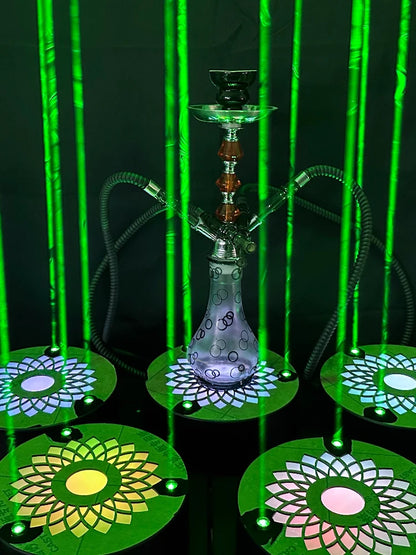 LED Smoking Table Lamp with Laser Light & Charging Base for Hookah Portable Neon Smoke Glow Lamp for Bar Party Laser Effects