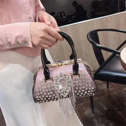 Fashion Diamonds Leather Women's Handbag Small Shoulder Cross-Body Bag New Elegant Evening Bag Portable Girls Party Dinner Bags