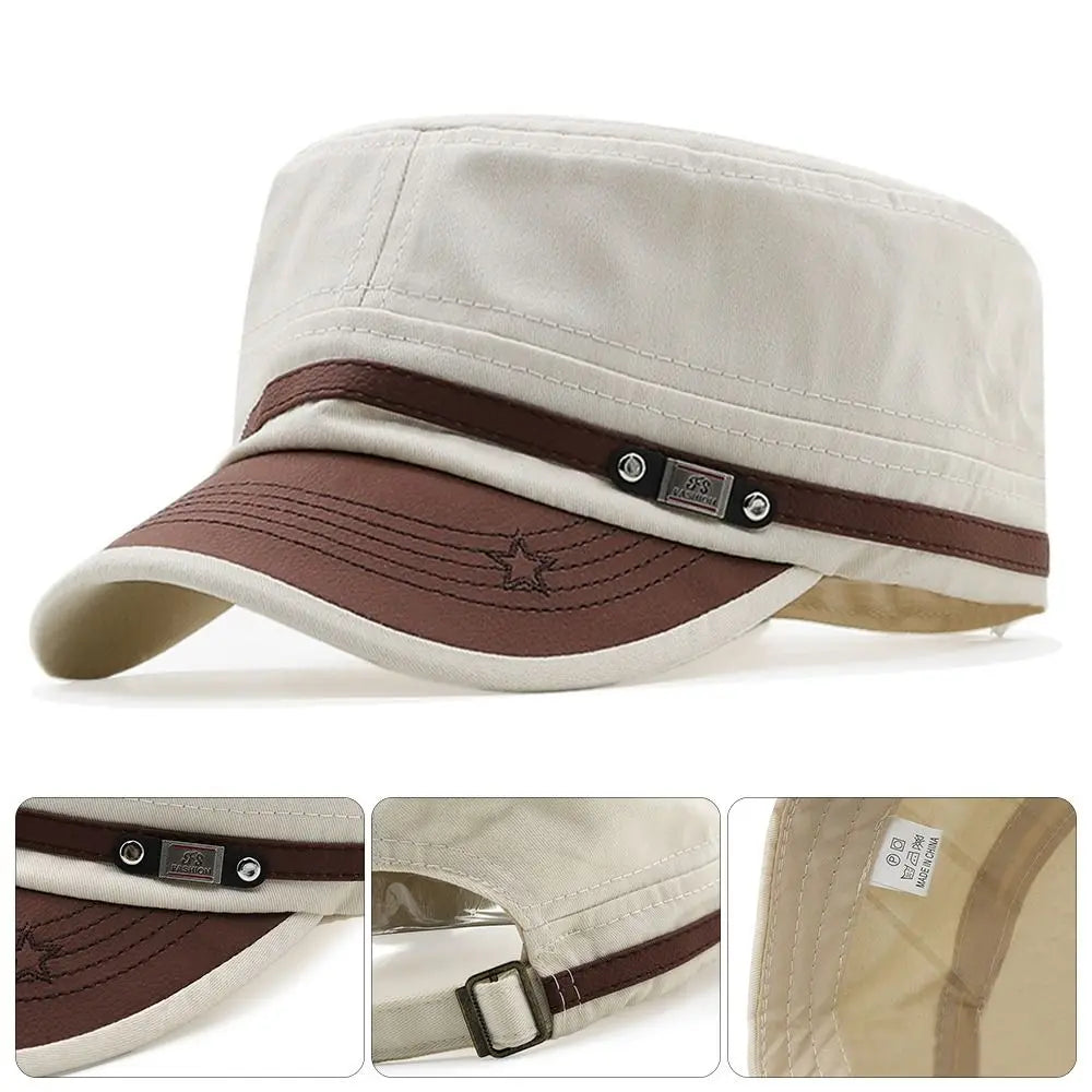 1Pc Unisex Army Hat Baseball Cap Cotton Hat Breathable Combat Fishing Flat Top Spring Summer Adjustable Sun Cap