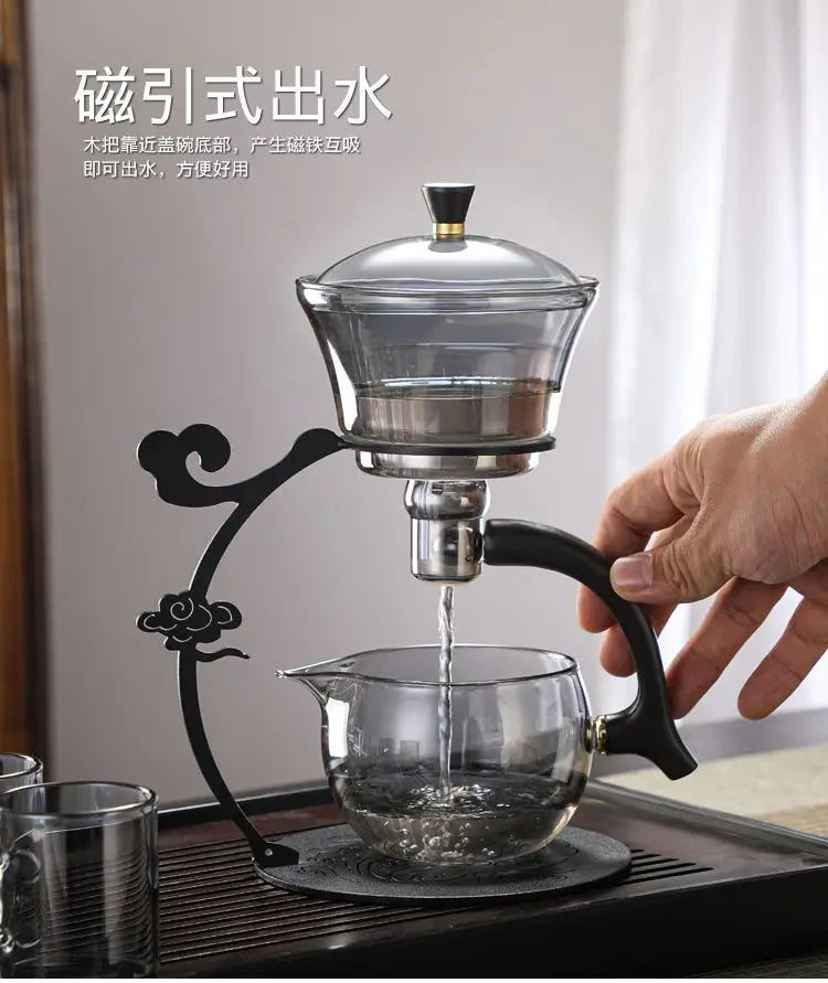 Handmade Iron Glass Tea Set Home Tea Magnet Semi-automatic Tea Machine Office Guest Set