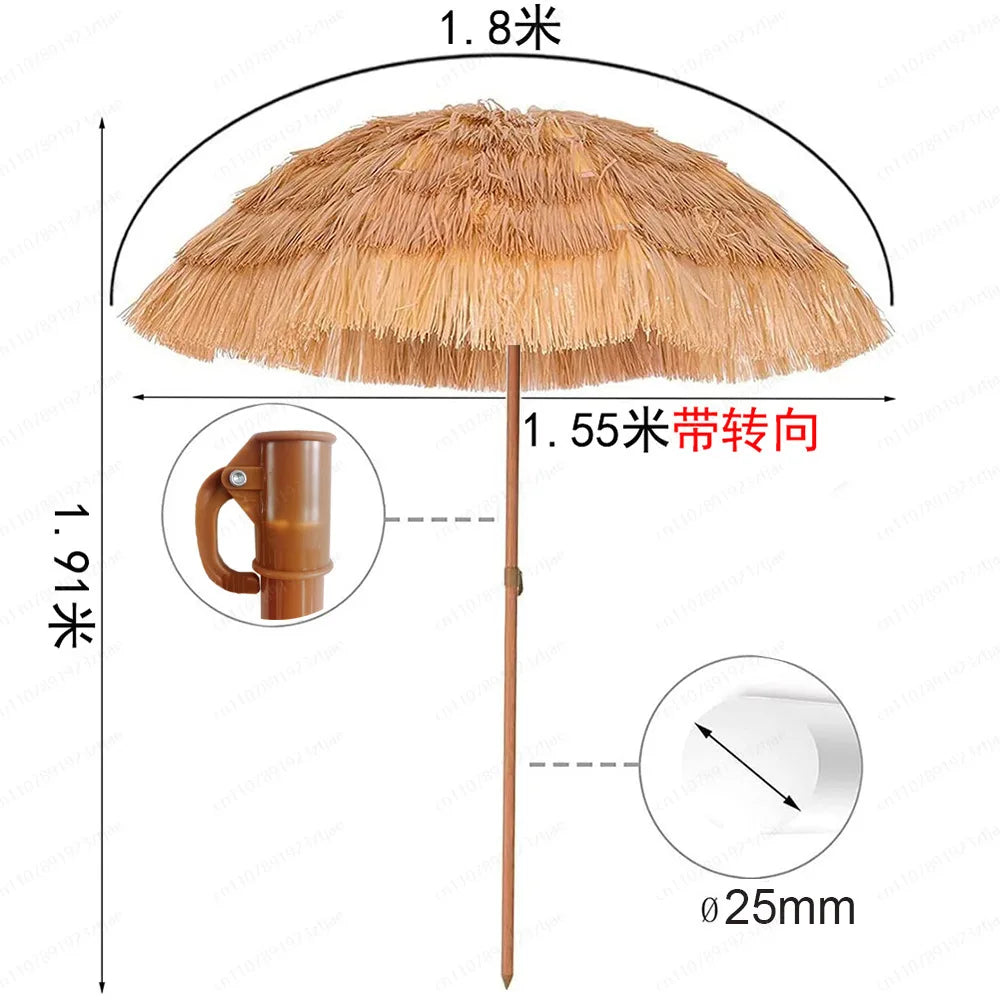 Hot-selling outdoor shading simulation straw garden decorative umbrella can be turned to sunscreen sun umbrella