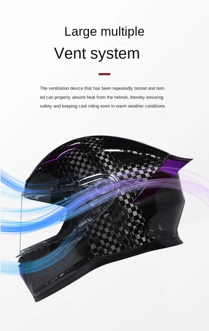 ORZ Carbon Fiber Motorcycle Helmet Four Seasons Full Face DOT Approved Unisex