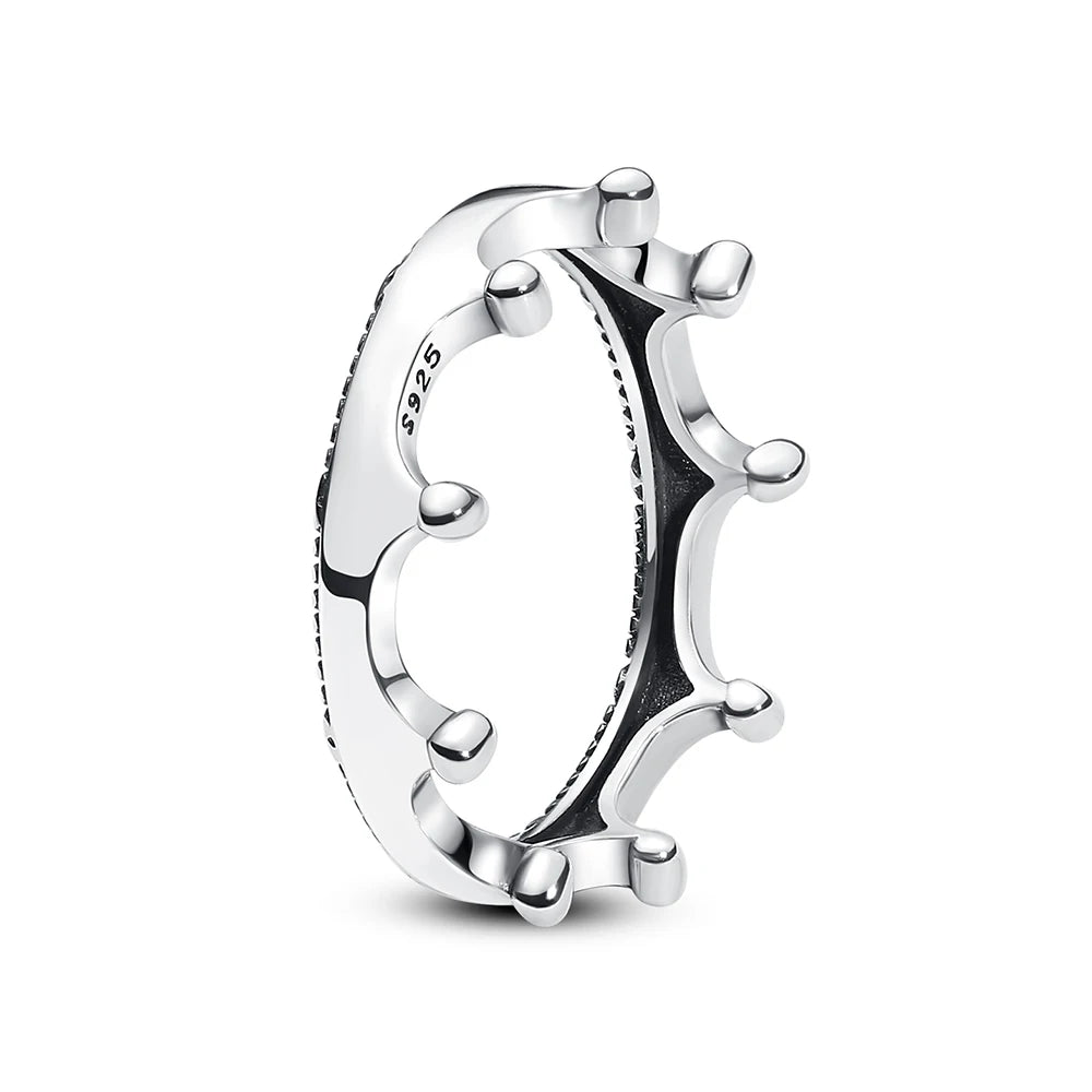 Original 925 Sterling Silver Ring Love Heart Pave CZ Crystal Stackable Rings For Women Wedding Engagement Birthday Gift Jewelry