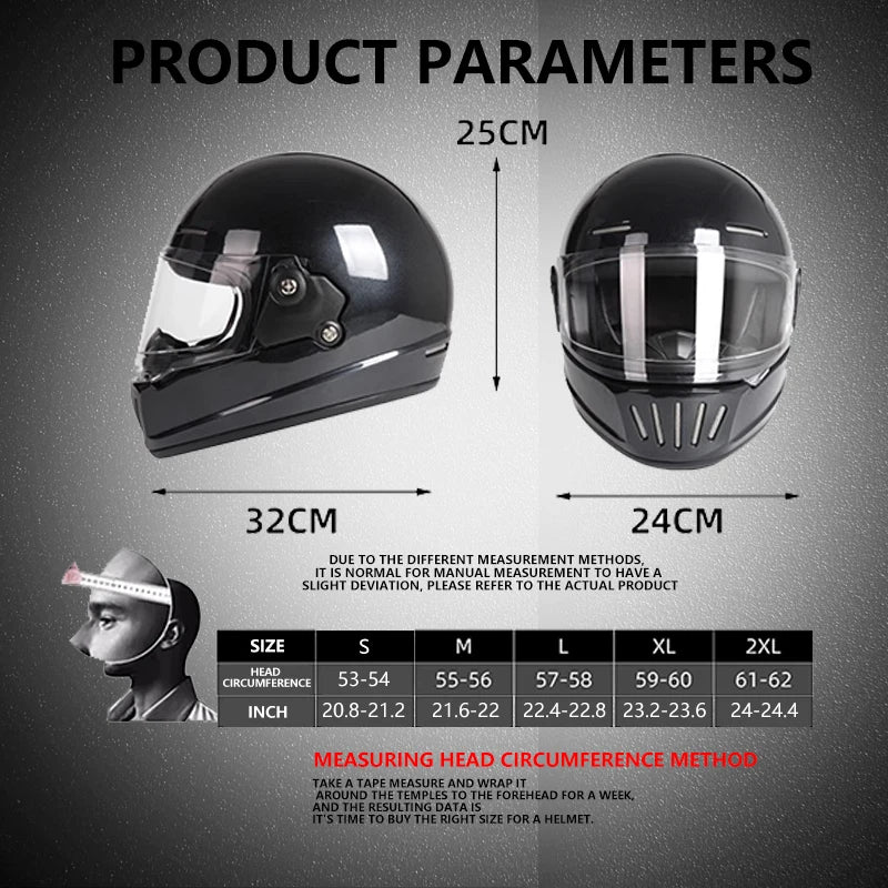 Retro-style full-face helmet with multi-color lenses, ABS material, DOT certified, suitable for all seasons