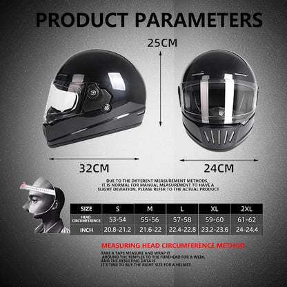 Retro-style full-face helmet with multi-color lenses, ABS material, DOT certified, suitable for all seasons