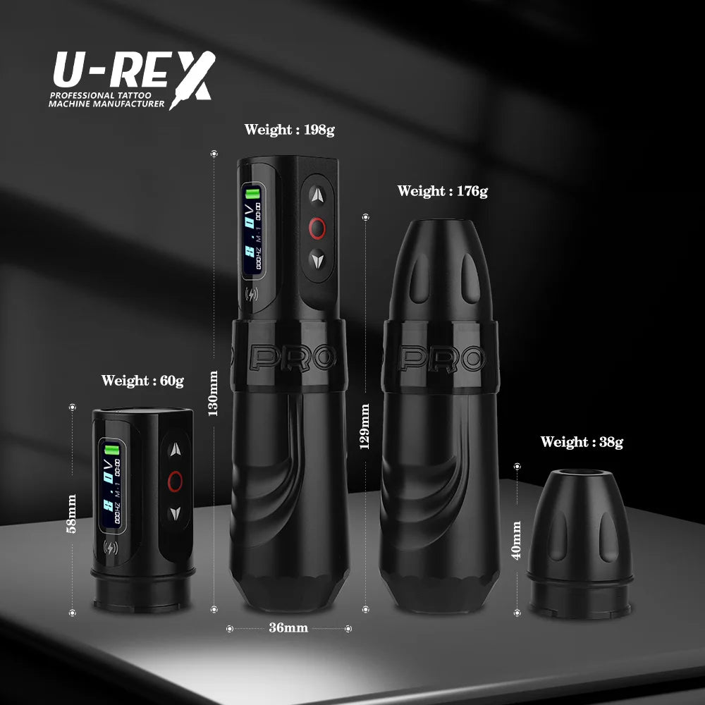 T-Rex Wireless Tattoo Machine Rotary Pen Coreless Motor 4.0mm Travel with Two 1600mAh Batteries Suitable for Tattoo Artists