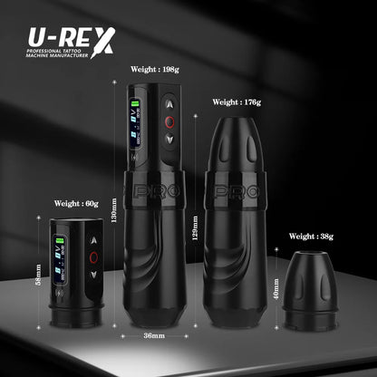 T-Rex Wireless Tattoo Machine Rotary Pen Coreless Motor 4.0mm Travel with Two 1600mAh Batteries Suitable for Tattoo Artists