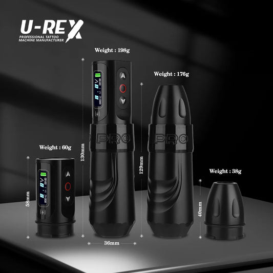 T-Rex Wireless Tattoo Machine Rotary Pen Coreless Motor 4.0mm Travel with Two 1600mAh Batteries Suitable for Tattoo Artists