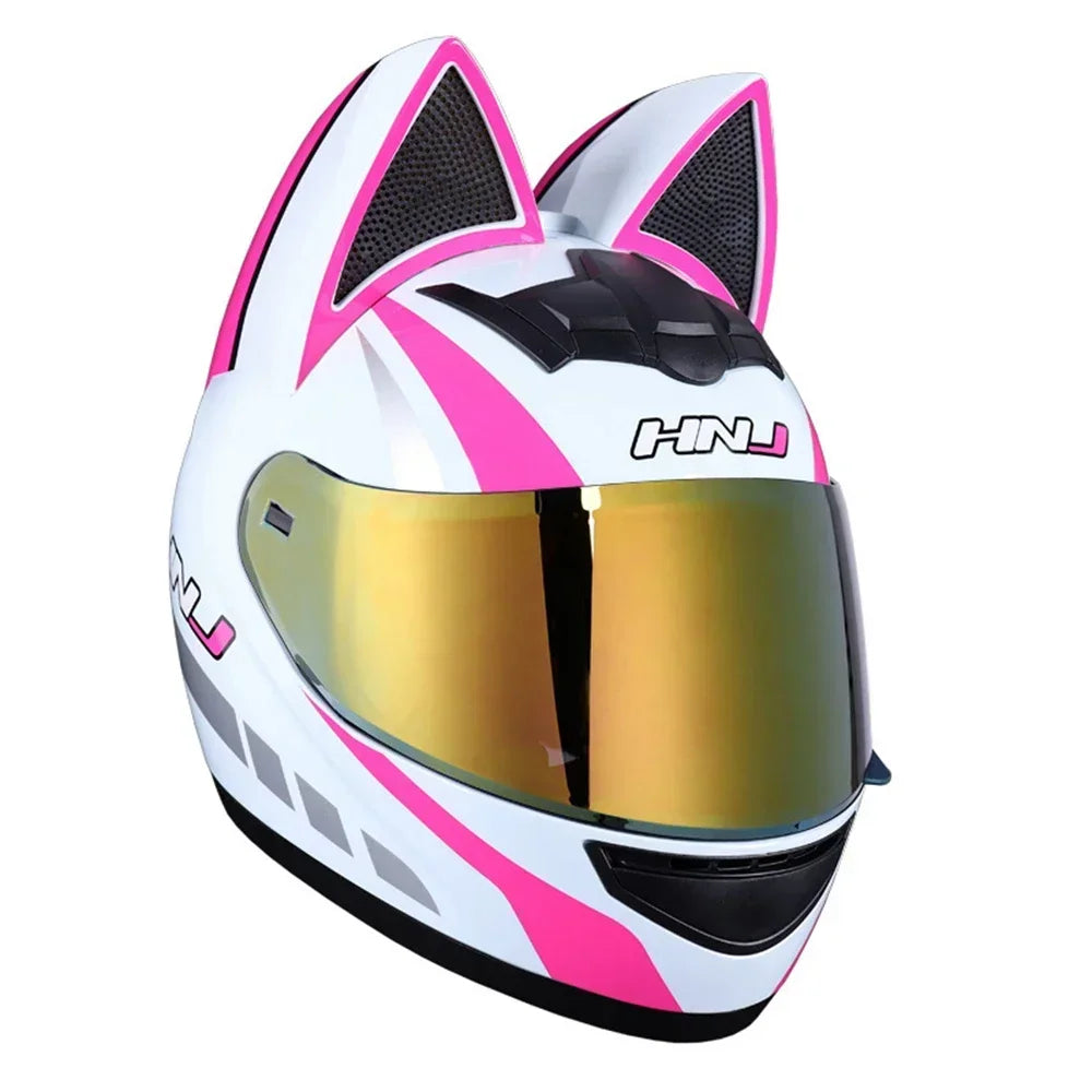 KEMITOUR Full Face Motorcycle Helmet DOT Certification Cat Ear Safety Moto Helmet For Women Men Breathable Gift For Girlfriend