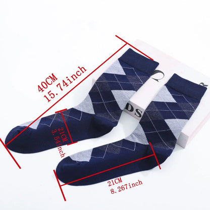 3pair Sock Leisure Athletic Sports Crew Dress Men Solid Color Striped plus-size Business Stockings mid-calf Autumn Winter B8W119