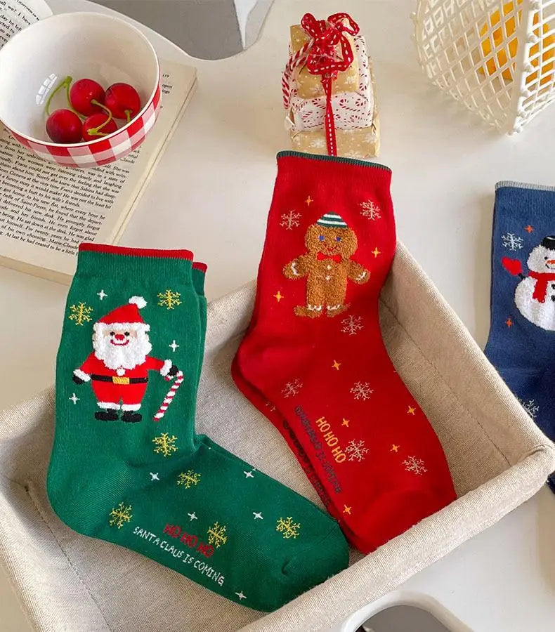 1/4pairs Men Christmas Socks New Year Funny Snowflake Beer Santa Claus Elk Snow Cotton Happy Socks Men Cartoon Women Sokken
