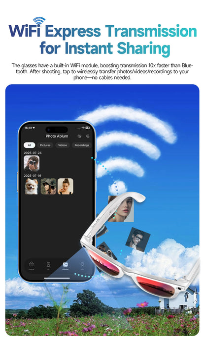 8MP HD Camera Smart Glasses Color-Changing AI Real-time Translation BT Call Music Play Photo Video Record Sunglasses Men Women
