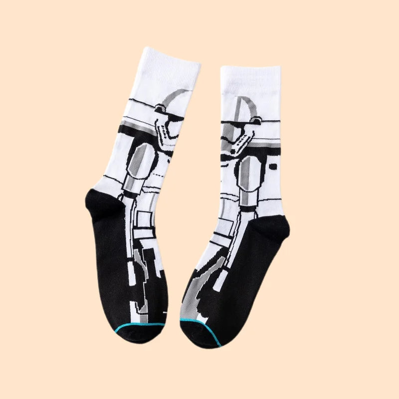 1 pair Autumn Winter Anime Socks Movie Women socks Master Yoda R2-D2 Cosplay Socks Wookiee Jedi Knight Novelty Men's Socks 37-45