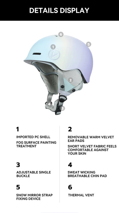 VECTOR Ski Helmet Safety Integrally-Molded Snowboard Helmet Motorcycle RemovableSkiing Snow Husband Men Women Child Kids