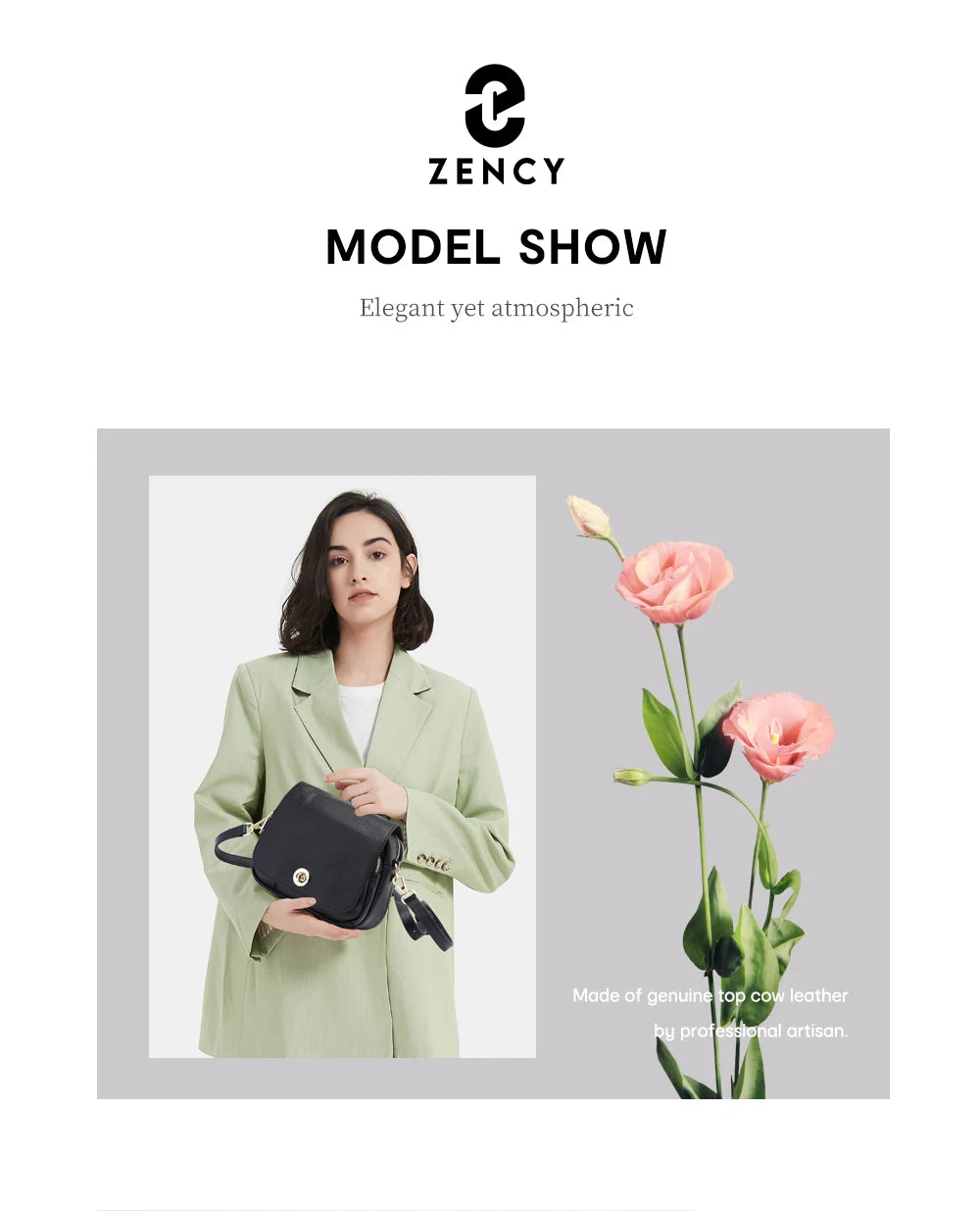 Zency Women Soft Leather Elegant Small Handbags Roomy Crossbody Bag With High Quality Vintage Hardware For Girls Leisure Purses