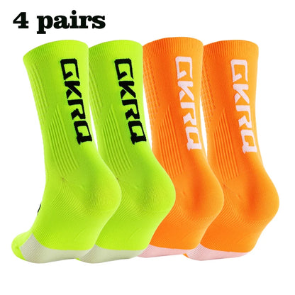 GKRQ 4pairs 2023 New Cycling Socks Bike Nurse Compression Road Bike Running Mtb Knee-high White Sports Funny Brand Black