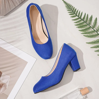 Autumn Single Shoes Women's Fashion New Round Toe Shallow Suede Cover Foot Non-slip Wear-resistant High Heels