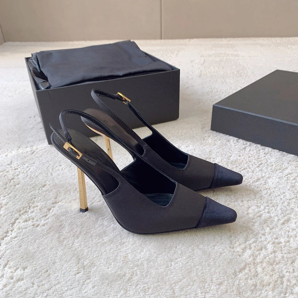 Women's sandals luxury Brand Shoes Woman 2026 trend Ankle Strap Summer Rivets High Heels Slippers Design Pointed Toe Sexy party