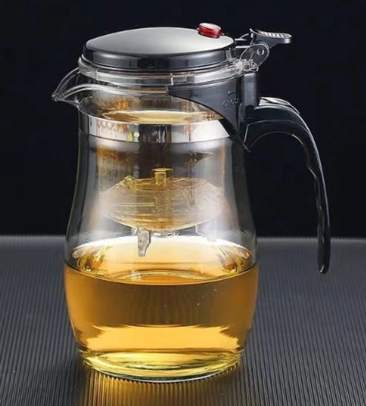【Household Tea Infuser Kettle】Heat-Resistant Glass Tea Pot with Separator - for Loose Leaf Tea, Herbal Tea & Flower Tea