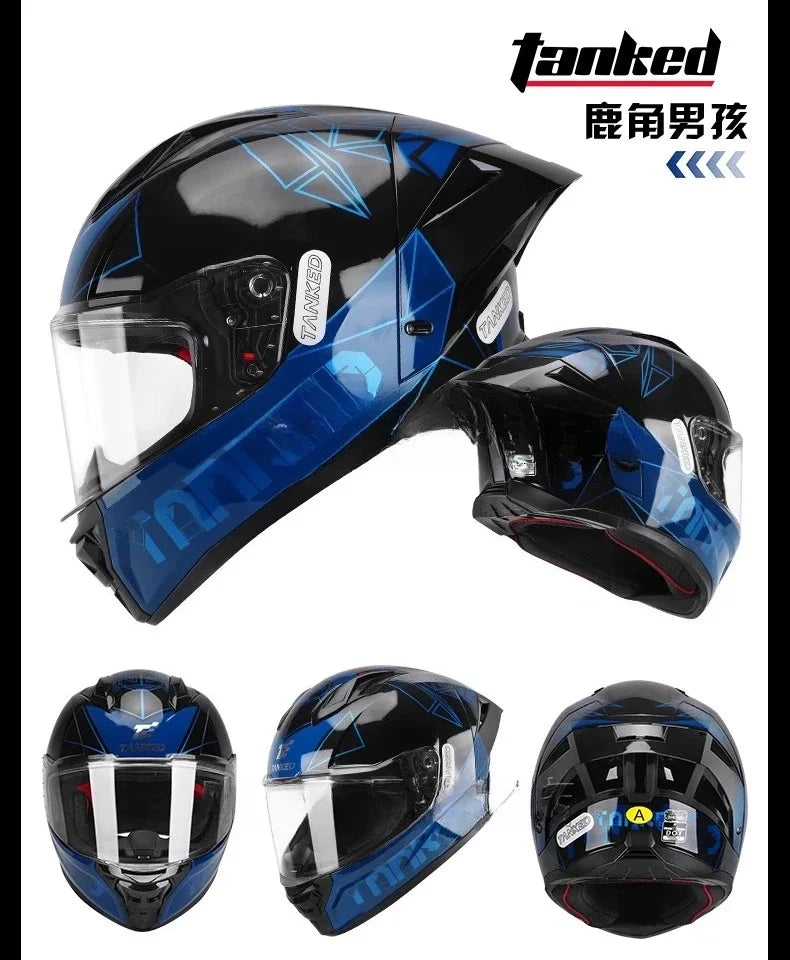TANKED Motorcycle Helmet DOT ECE2206 Helmets Street Racing Capacete Pink Visor Double D Buckle Women Casco Moto S M  LCascos