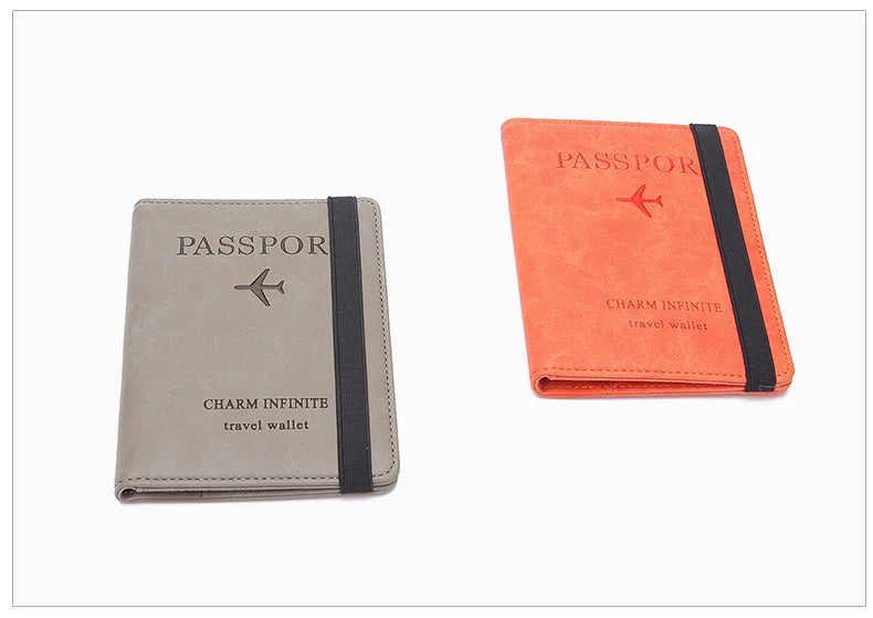 Women Men Travel Passport Holder Cover Case RFID PU Leather Credit ID Card Holder Case Ticket Protective Wallet