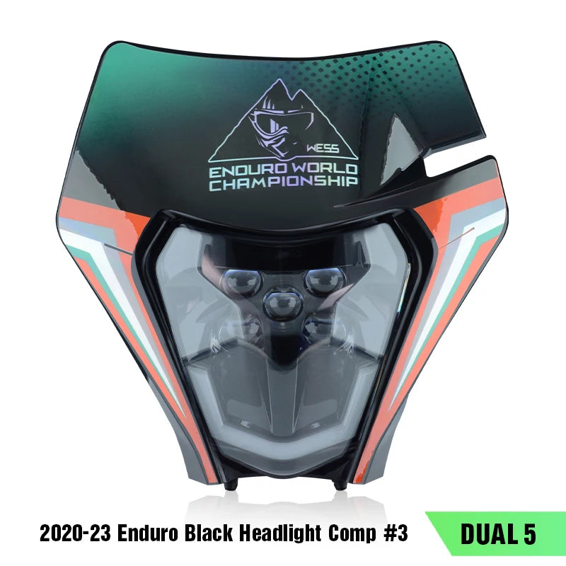 PowerZone Motorcycle LED Headlight Headlamp Head Lights Supermoto Fairing For KTM EXC SXF MX Dirt Bike Enduro LED Headlight