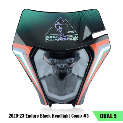 PowerZone Motorcycle LED Headlight Headlamp Head Lights Supermoto Fairing For KTM EXC SXF MX Dirt Bike Enduro LED Headlight