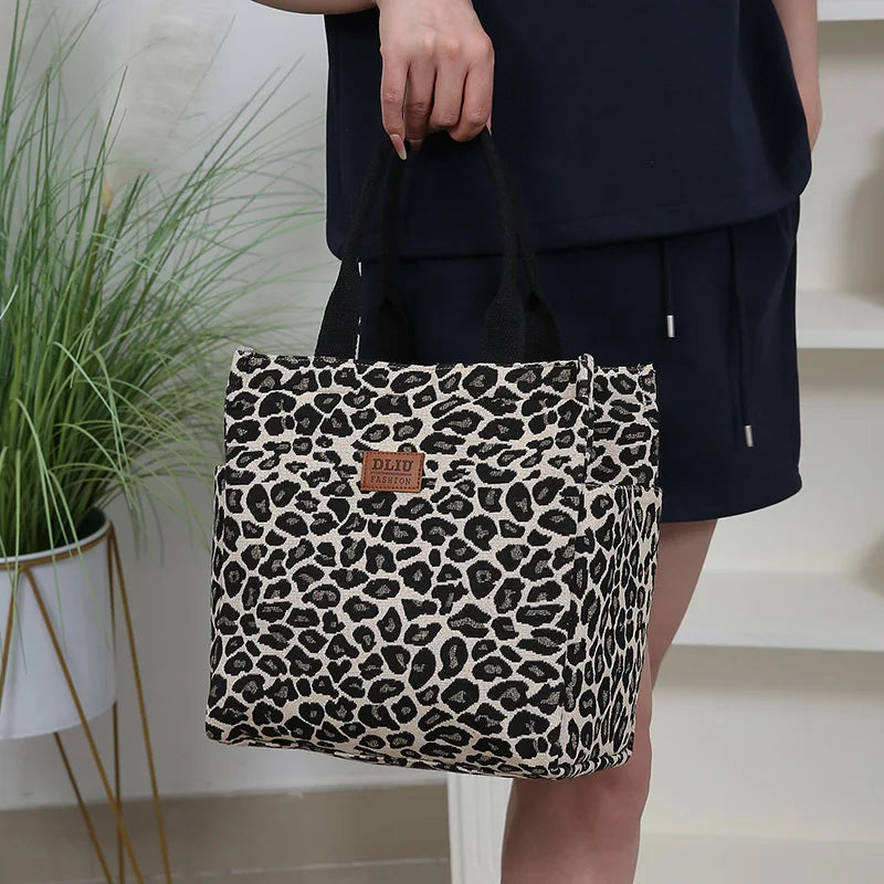 New Thickened Knitted Tote Bag, Floral Pattern Retro Large Capacity Handbag for Work  tote bag Shopping Daily Use School Commute