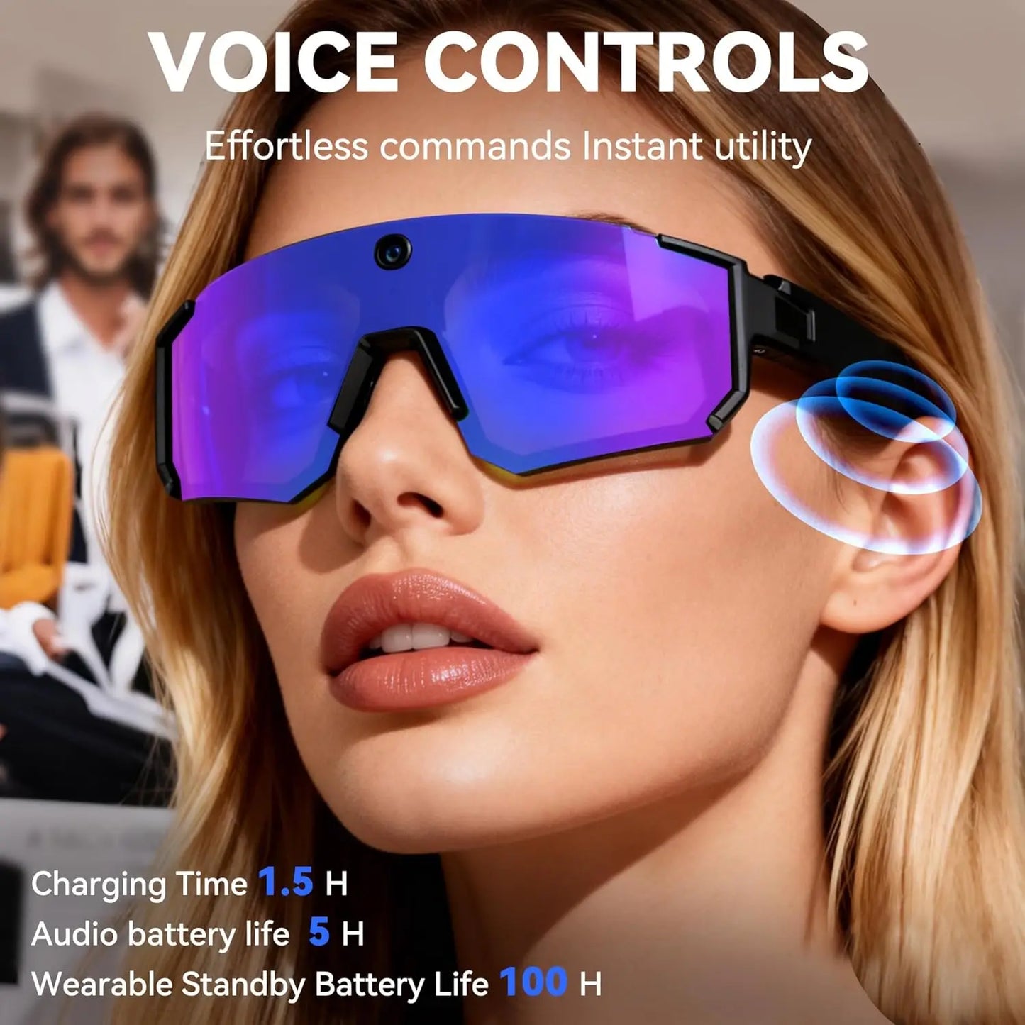 2026 AI Skiing Smart Glasses 800W HD Anti-shake Camera Action Capture Goggles Men 3D Surroud Sound AI Chat Call Sport Sunglasses